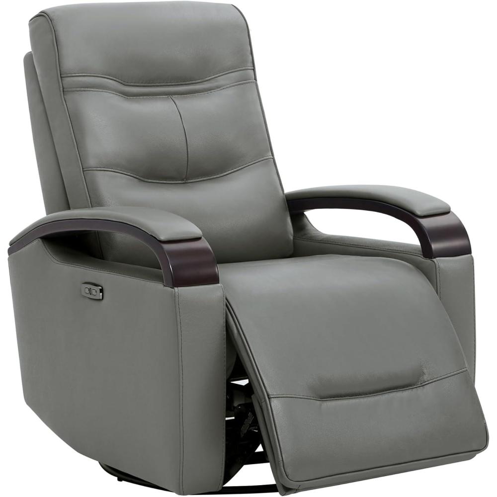 image:imageCHITA Genuine Leather Power Swivel Glider Rocker Recliner FSC Certified Mid Century Modern Recliner Chair for Adults Adjustable Power Headrest for Nursery and Living Room Creamy GreyHaze