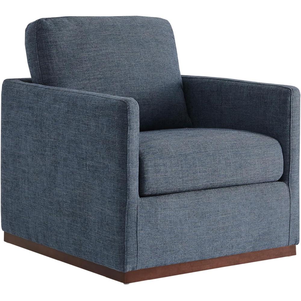 image:imageCHITA Genuine Leather Swivel Accent Chair FSC Certified Mid Century Modern Arm Chair for Living Room and Bedroom Fully Assembled SaddleBule