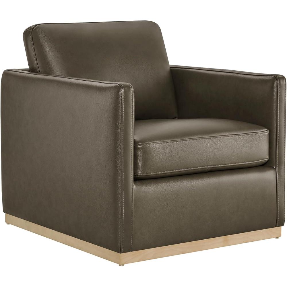 image:imageCHITA Genuine Leather Swivel Accent Chair FSC Certified Mid Century Modern Arm Chair for Living Room and Bedroom Fully Assembled SaddleMink Brown