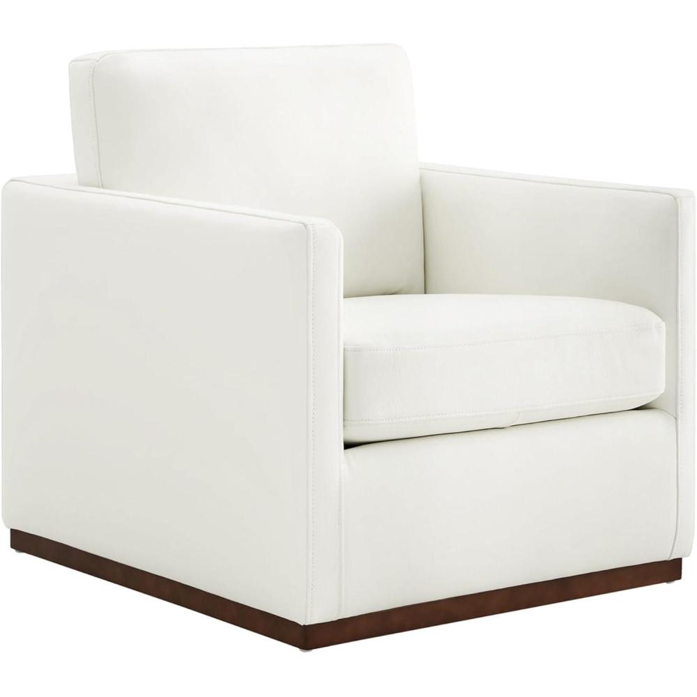 image:imageCHITA Genuine Leather Swivel Accent Chair FSC Certified Mid Century Modern Arm Chair for Living Room and Bedroom Fully Assembled SaddleWhite