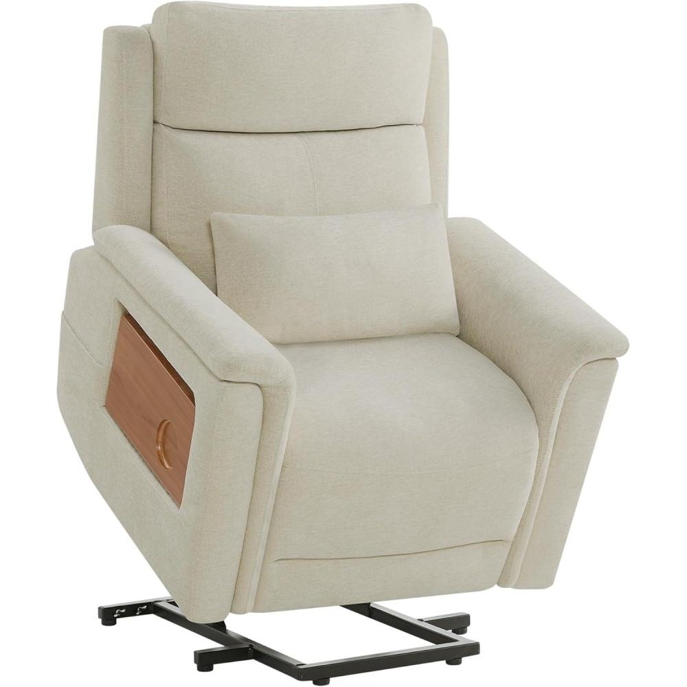 image:imageCHITA Power Lift Recliner Chair for Elderly with Heat and Massage Electric Lift Chairs with Foldable Tray Table Cupholder Removable Lumbar Pillow 2 Side Pockets Faux Leather in SaddleCream