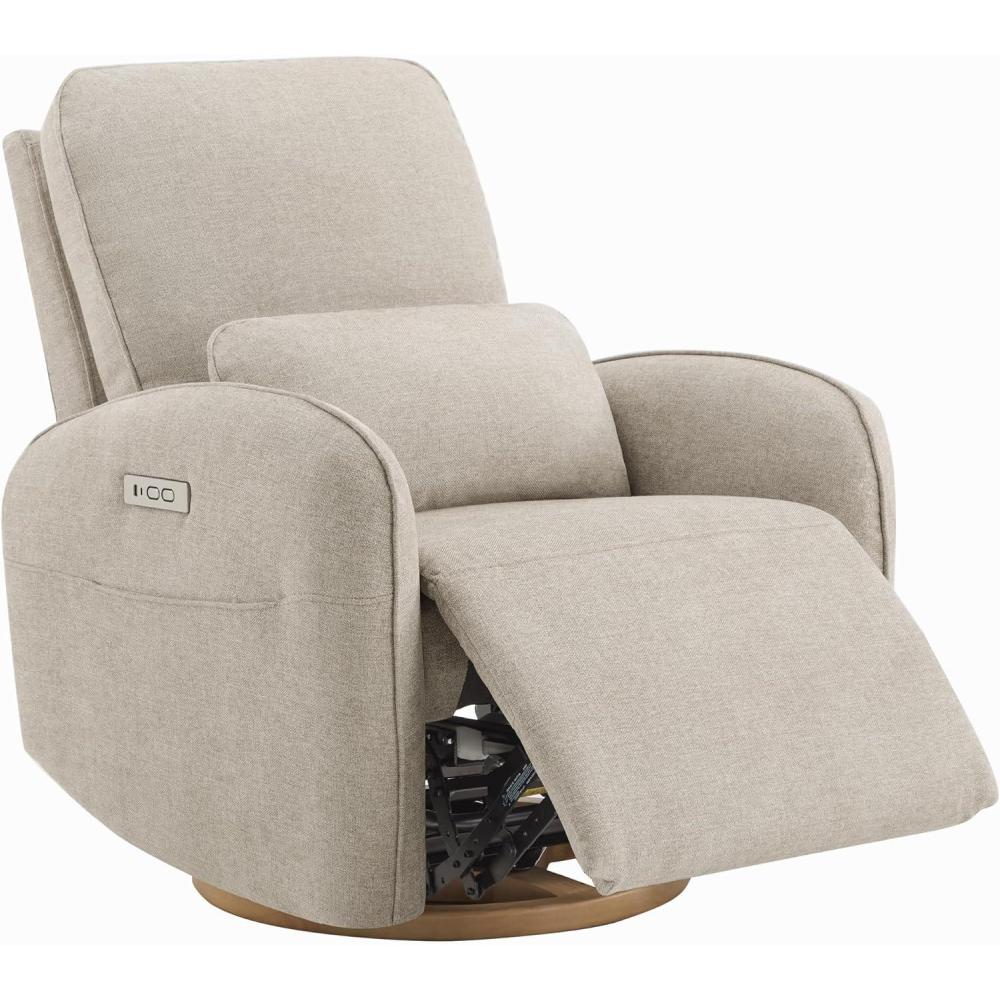 image:imageCHITA Power Nursery Glider Recliner Chair Electric Swivel Rocker Recliner for Adults Rocking Chair with Removable Lumbar Pillow for Living Room FSC Certified Fabric in KhakiKhaki