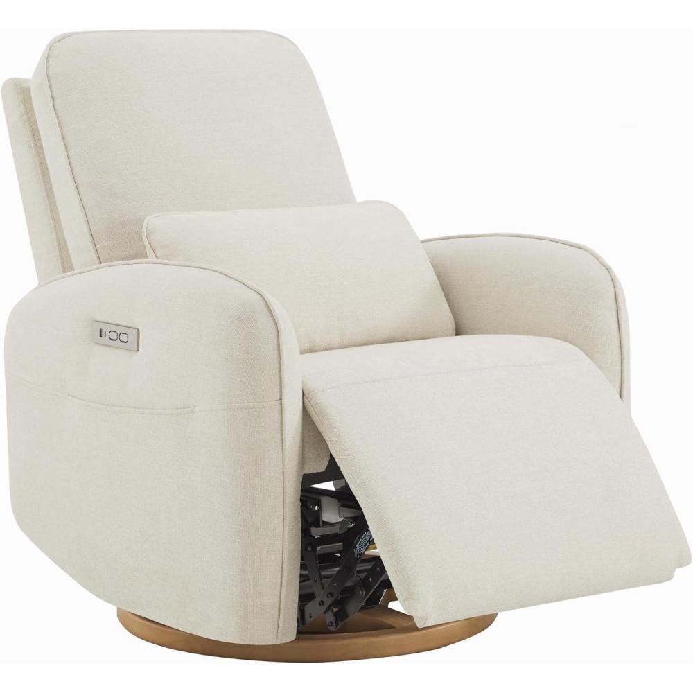 image:imageCHITA Power Nursery Glider Recliner Chair Electric Swivel Rocker Recliner for Adults Rocking Chair with Removable Lumbar Pillow for Living Room FSC Certified Fabric in KhakiLinen