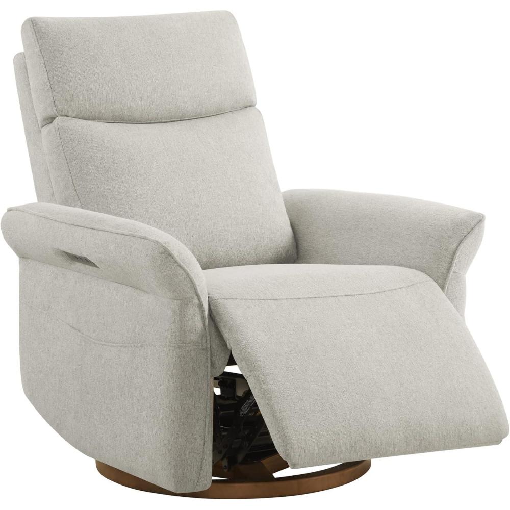 image:imageCHITA Power Recliner Chair Electric TripleMotor Swivel Glider Nursery Rocking Chair with Adjustable Power Headrest and Lumbar Support Solid Wood Base LinenCrockery Grey