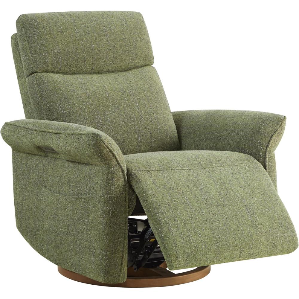 image:imageCHITA Power Recliner Chair Electric TripleMotor Swivel Glider Nursery Rocking Chair with Adjustable Power Headrest and Lumbar Support Solid Wood Base LinenForest Green
