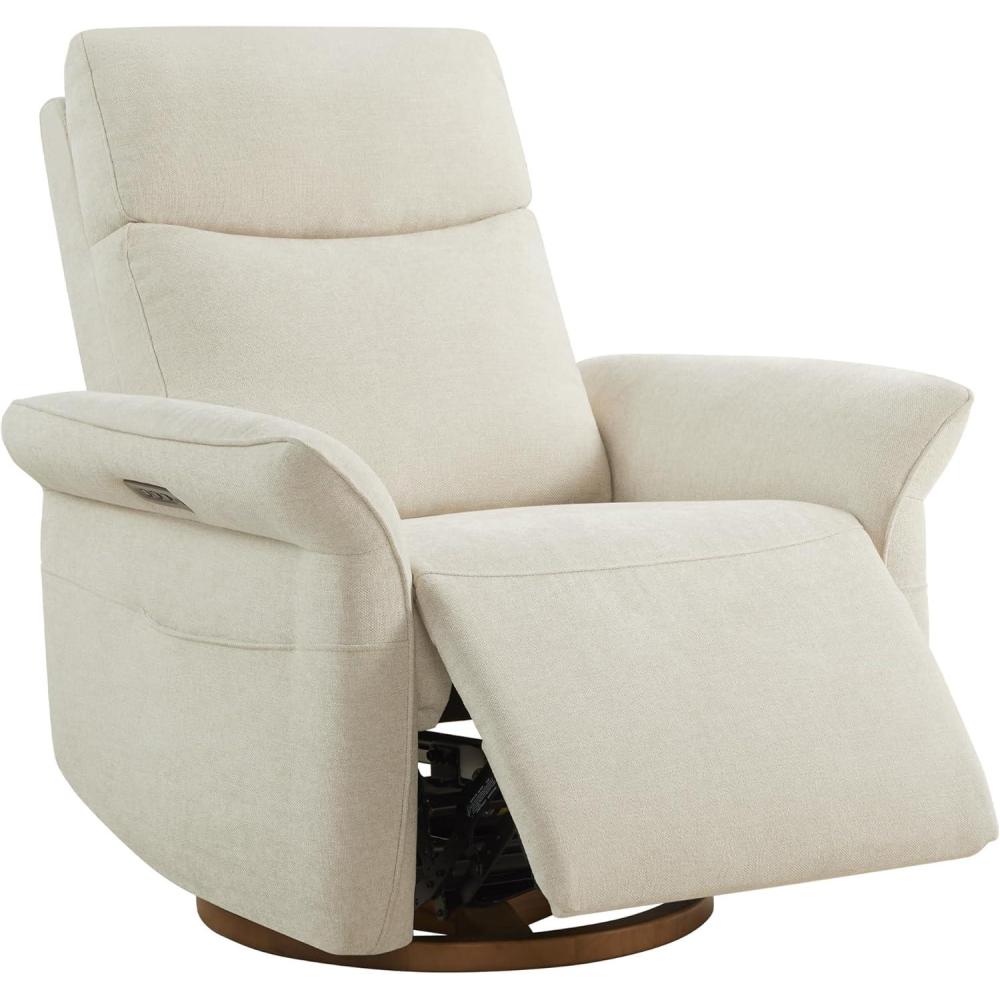 image:imageCHITA Power Recliner Chair Electric TripleMotor Swivel Glider Nursery Rocking Chair with Adjustable Power Headrest and Lumbar Support Solid Wood Base LinenLinen
