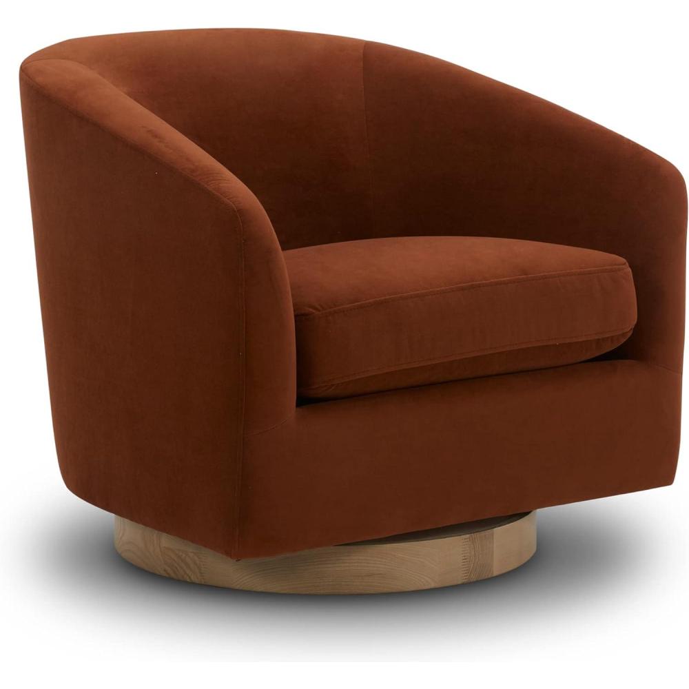 image:imageCHITA Swivel Accent Chair FSC Certified Upholstered Fabric Barrel Chair for Living Room Fully Assembled Flax BeigeBurnt Orange