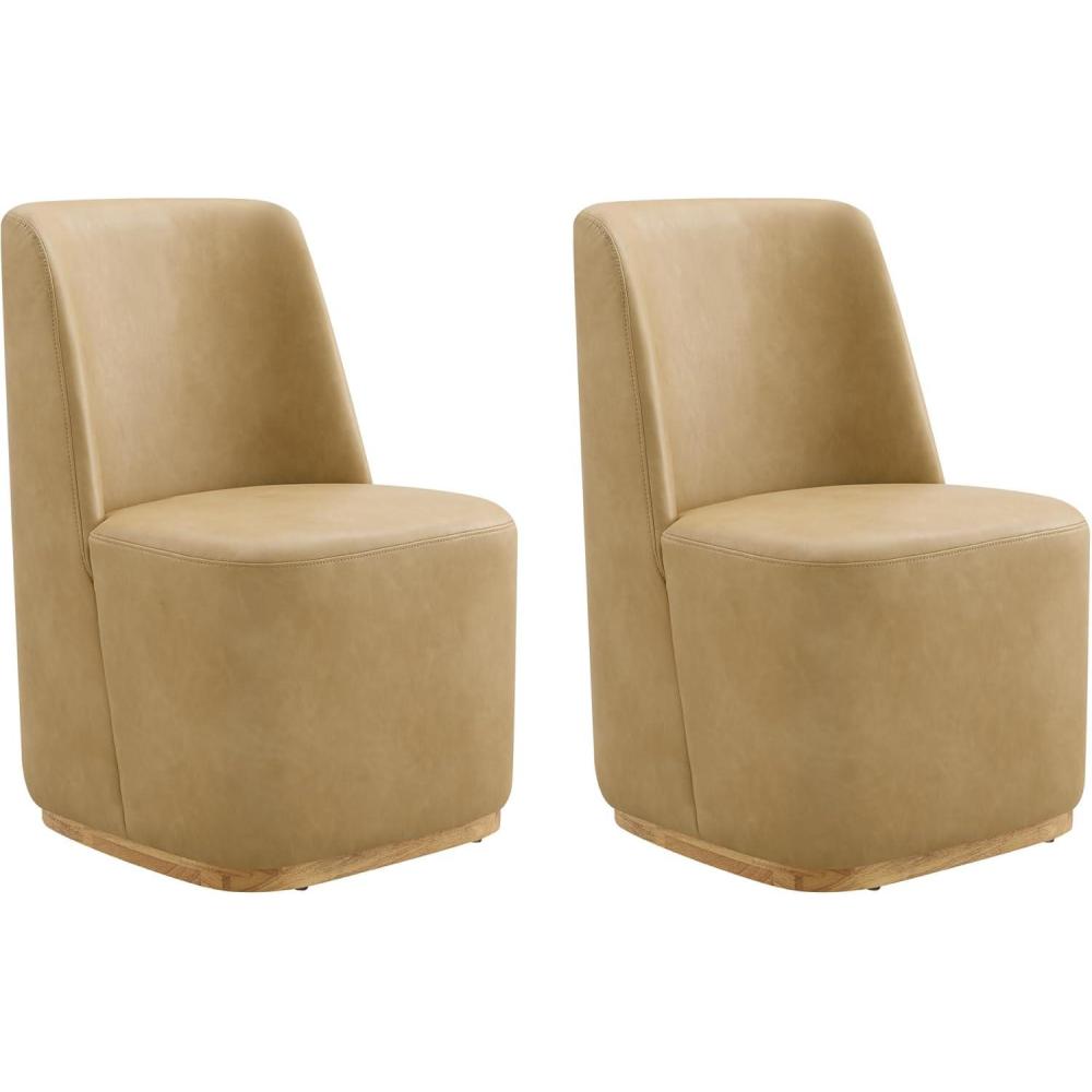 image:imageCHITA Upholstered Rolling Dining Chair on Casters Set of 2 FSC Certified Modern Fabric Dining Chair with Casters Boucle Dining Chairs for Reading Room Kitchen Dining Room PearlTan