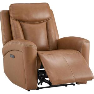 CHITA Genuine Leather Power Recliner Chair for Adults, Super Zero Gravity Recliner with Adjustable Power Headrest & USB/Type-C Ports, for Living Room, Bedroom & Home Theater, Light Gray(Saddle)