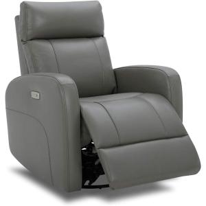 CHITA Genuine Leather Power Swivel Glider Recliner Chair, FSC Certified Double Layer Backrest Truck Armrest Recliner Chair Sofa for Living Room-White(Haze)