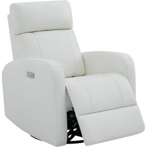 CHITA Genuine Leather Power Swivel Glider Recliner Chair, FSC Certified Double Layer Backrest Truck Armrest Recliner Chair Sofa for Living Room-White(White)