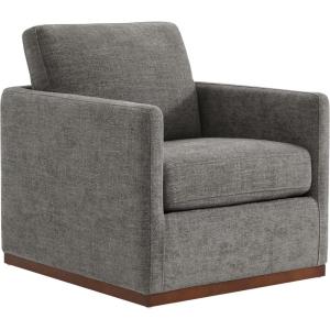 CHITA Genuine Leather Swivel Accent Chair, FSC Certified Mid Century Modern Arm Chair for Living Room and Bedroom, Fully Assembled, Saddle(Grey)