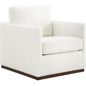 CHITA Genuine Leather Swivel Accent Chair, FSC Certified Mid Century Modern Arm Chair for Living Room and Bedroom, Fully Assembled, Saddle(White)