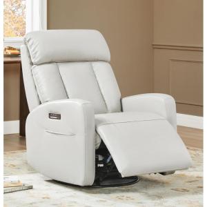 CHITA Leather Power Swivel Recliner Chair for Adults, Triple Motor Electric Rocker Recliner for Living Room with Adjustable Headrest and Lumbar Support, USB & Type-C Charging Ports, Saddle Brown(Creamy Grey)
