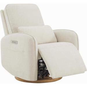 CHITA Power Nursery Glider Recliner Chair, Electric Swivel Rocker Recliner for Adults, Rocking Chair with Removable Lumbar Pillow for Living Room, FSC Certified, Fabric in Khaki(Linen)