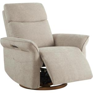 CHITA Power Recliner Chair, Electric Triple-Motor Swivel Glider Nursery Rocking Chair with Adjustable Power Headrest and Lumbar Support, Solid Wood Base, Linen(Khaki)