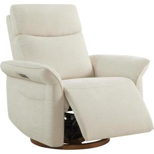 CHITA Power Recliner Chair, Electric Triple-Motor Swivel Glider Nursery Rocking Chair with Adjustable Power Headrest and Lumbar Support, Solid Wood Base, Linen(Linen)