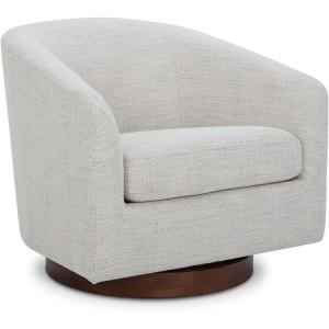 CHITA Swivel Accent Chair, FSC Certified Upholstered Fabric Barrel Chair for Living Room, Fully Assembled, Flax Beige(Ivory)