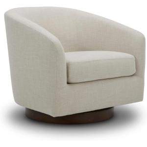 CHITA Swivel Accent Chair, FSC Certified Upholstered Fabric Barrel Chair for Living Room, Fully Assembled, Flax Beige(Linen)