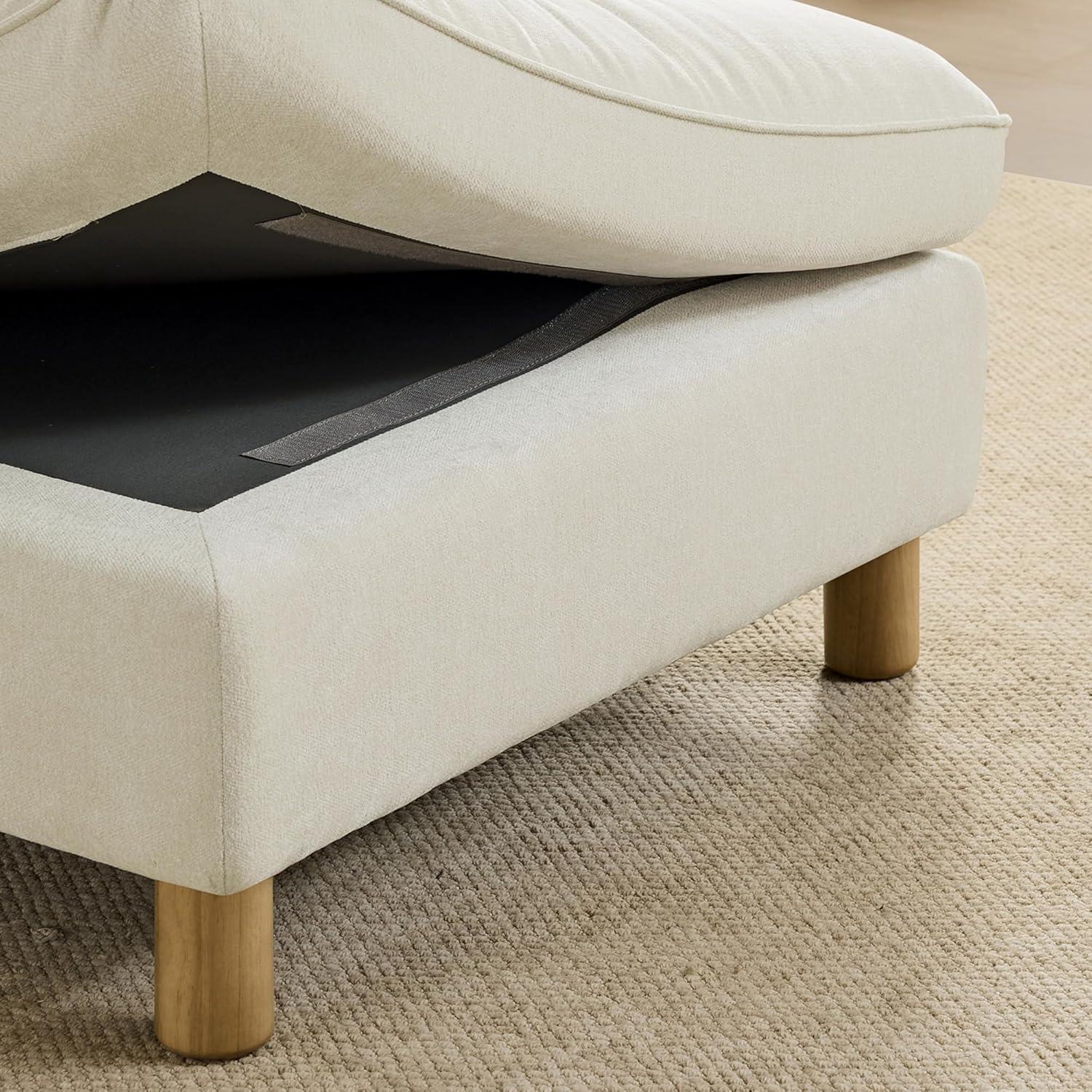 image:imageCHITA 92 Super Large Sectional Couches for Living Room Modular Cloud Couch Sectional Sofa Premium Fabric Couches Down Filled High Density Foam Chenille in Cream 2 Seater LoveseatCream