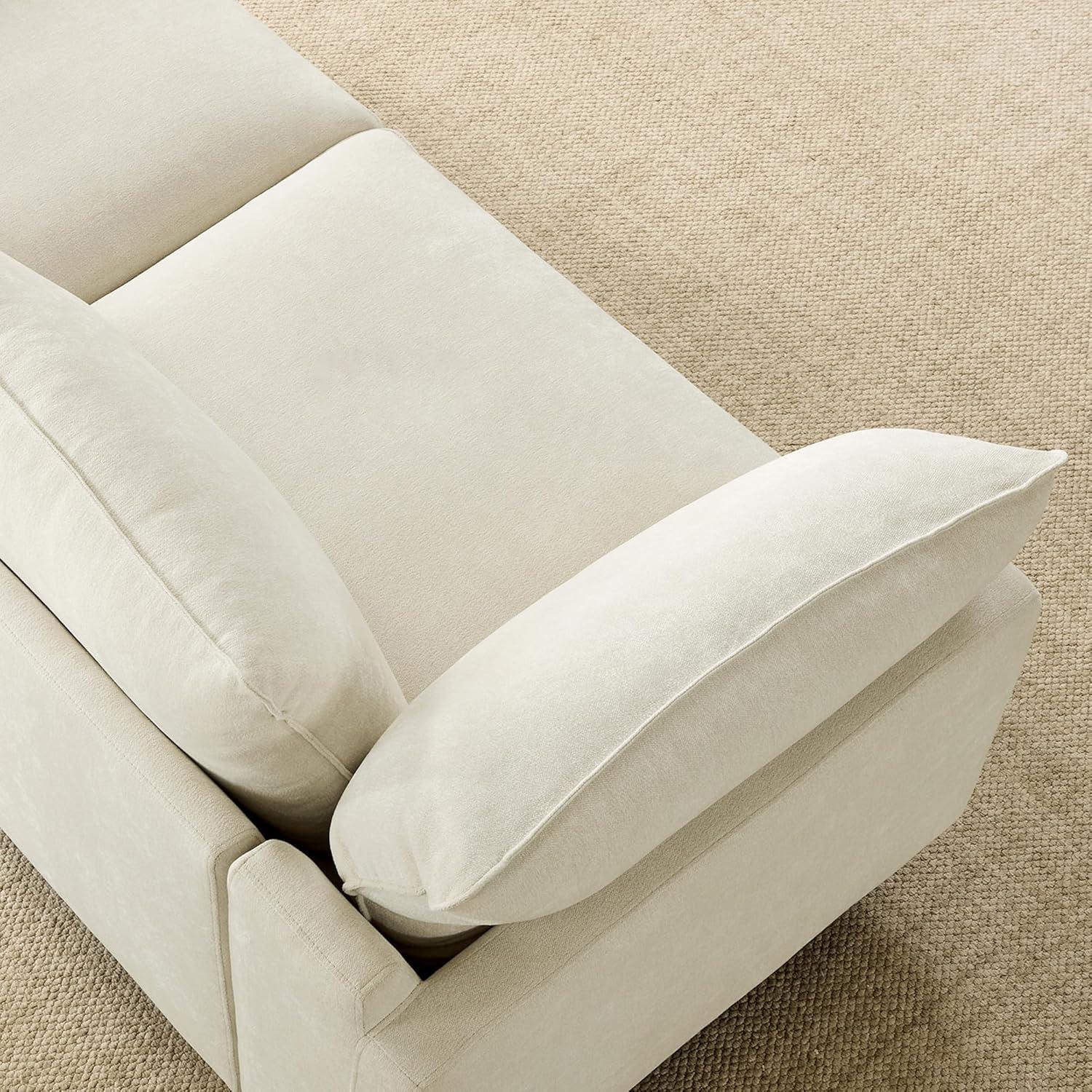 image:imageCHITA 92 Super Large Sectional Couches for Living Room Modular Cloud Couch Sectional Sofa Premium Fabric Couches Down Filled High Density Foam Chenille in Cream 2 Seater LoveseatCream