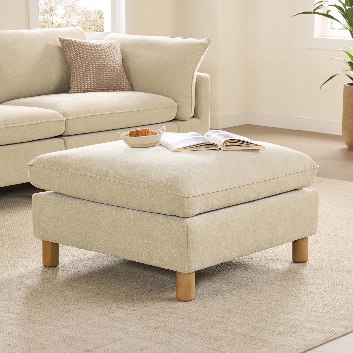 image:imageCHITA 92 Super Large Sectional Couches for Living Room Modular Cloud Couch Sectional Sofa Premium Fabric Couches Down Filled High Density Foam Chenille in Cream 2 Seater LoveseatBeige