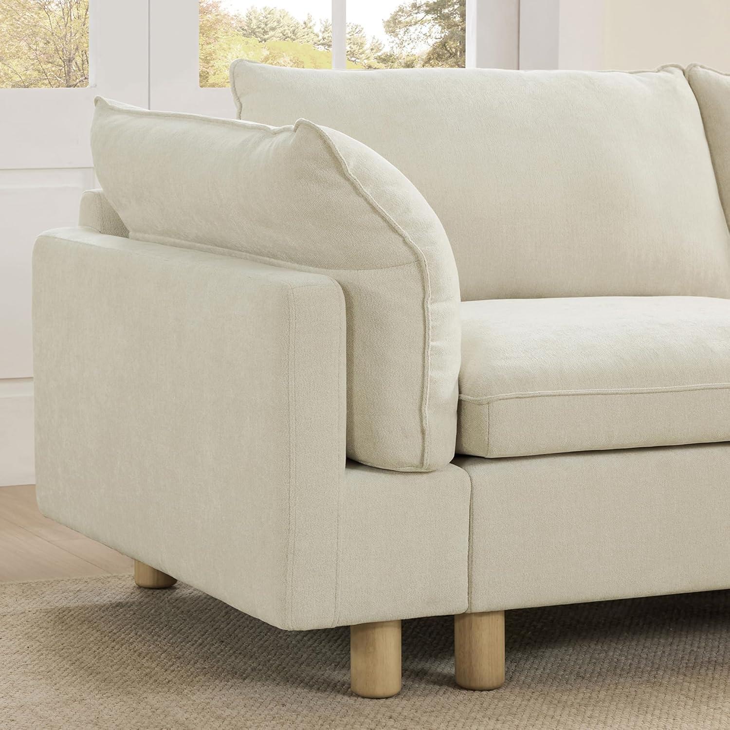 image:imageCHITA 92 Super Large Sectional Couches for Living Room Modular Cloud Couch Sectional Sofa Premium Fabric Couches Down Filled High Density Foam Chenille in Cream 2 Seater LoveseatCream