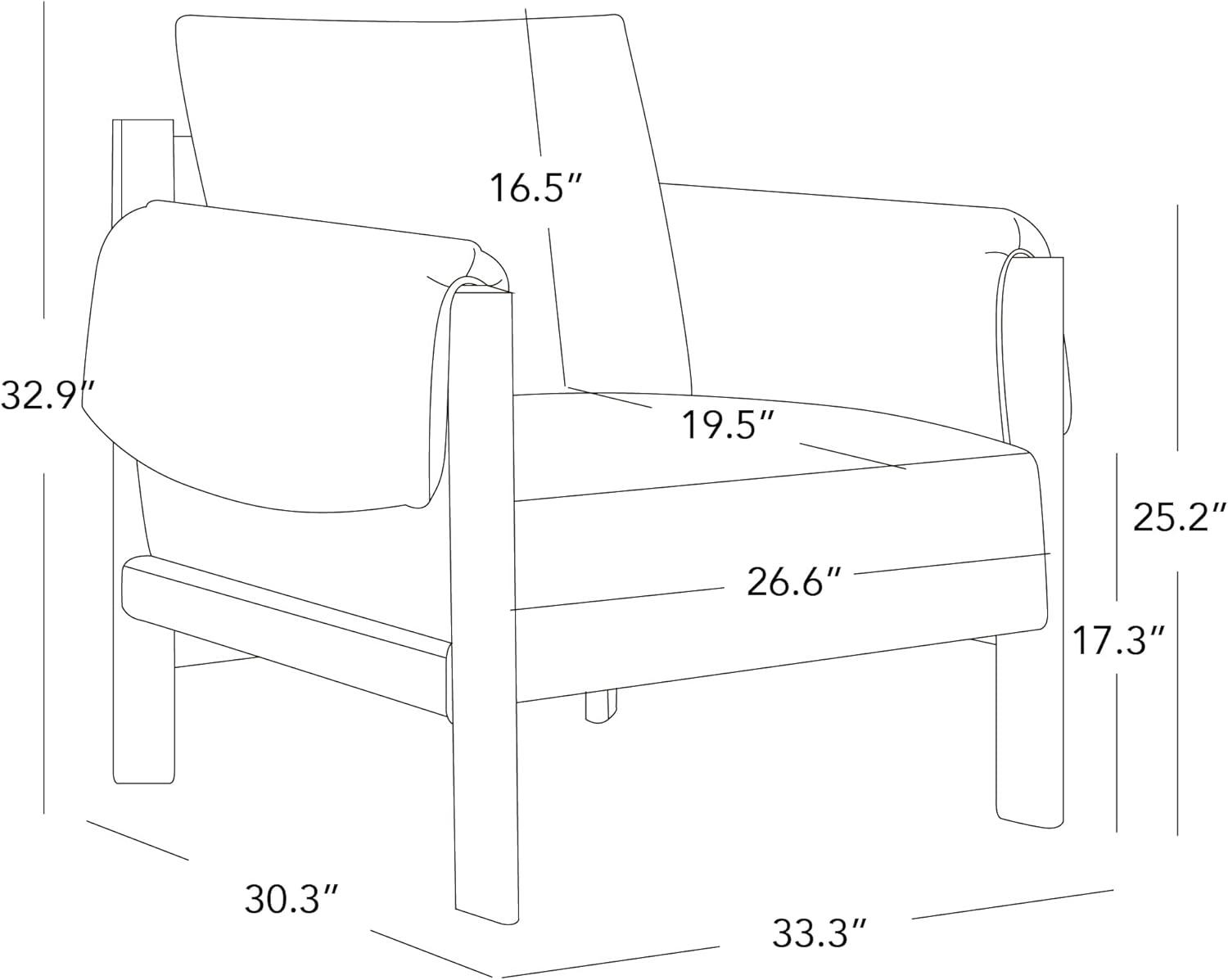 image:imageCHITA Accent Chair Mid Century Modern Upholstery Armchair for Living Room Solid Wood Frame Faux Leather in Saddle BrownSaddle Brown