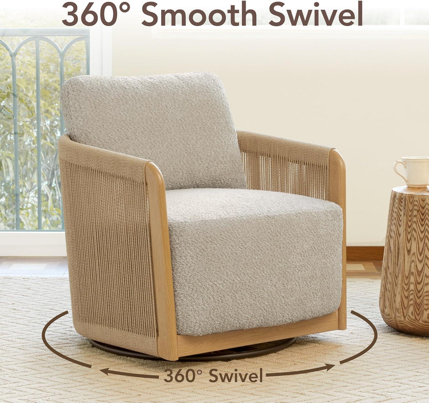 image:imageCHITA Braid Swivel Accent Chairs Modern Comfy Armchair with TransferPrinted WoodLike Finish Metal Frame for Living Room and Bedroom Boho Reading Chair StoneStone