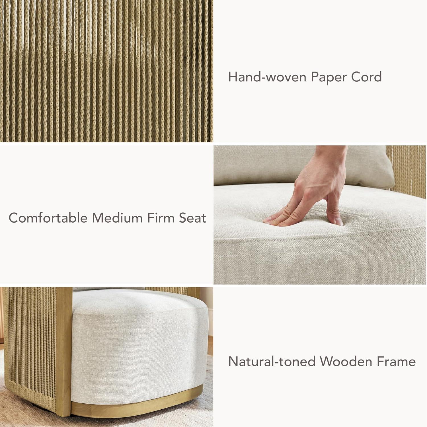 image:imageCHITA Braid Swivel Accent Chairs Modern Comfy FSC Certified Armchair with Paper Cord amp Wood Frame for Living Room and Bedroom Fully Assembled LinenLinen