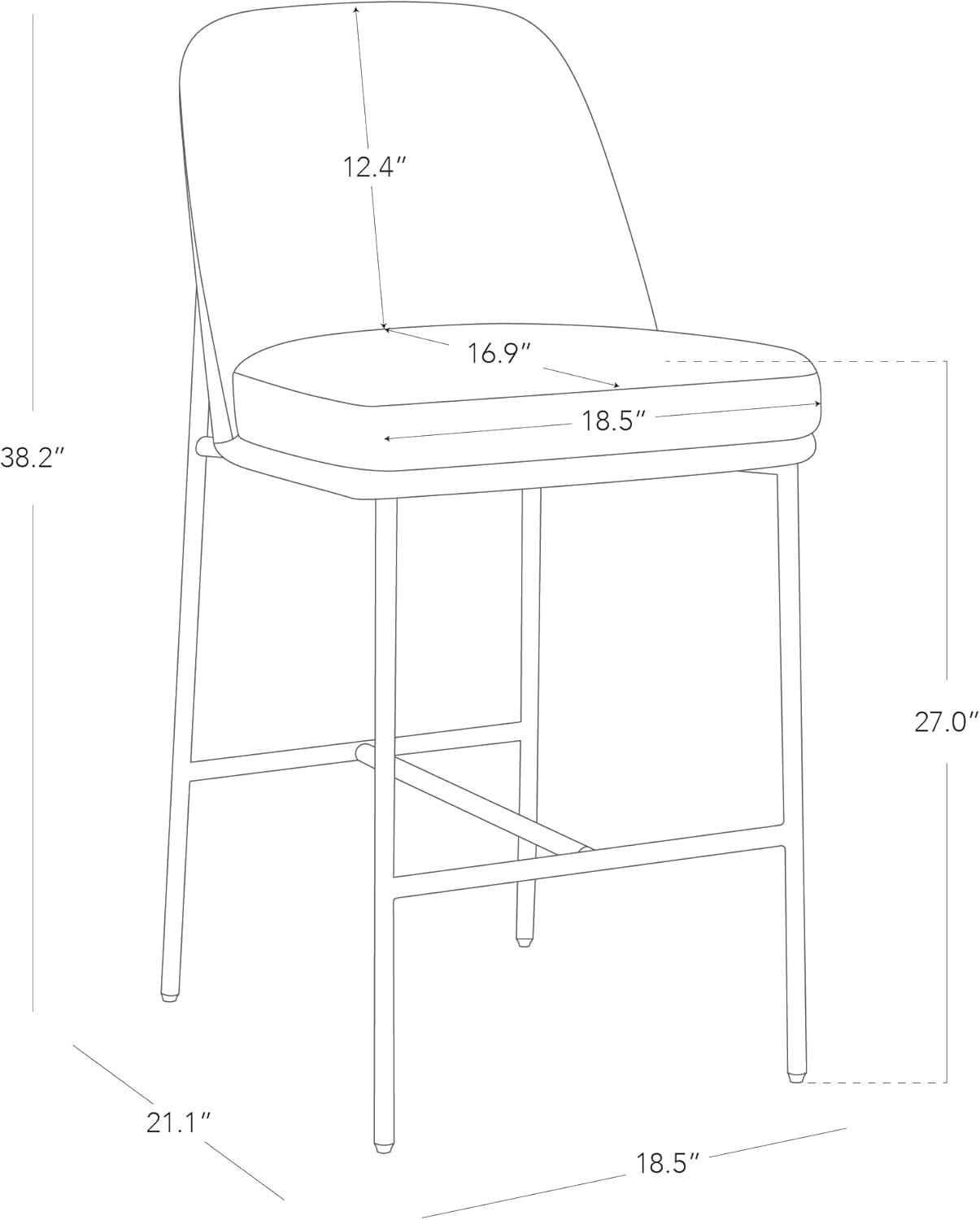 image:imageCHITA Counter Height Bar Stools Set of 2 FSC Certified Metal Barstools for Kitchen Island 27 H Seat Height Fabric Light Grey MultiColoredBlack