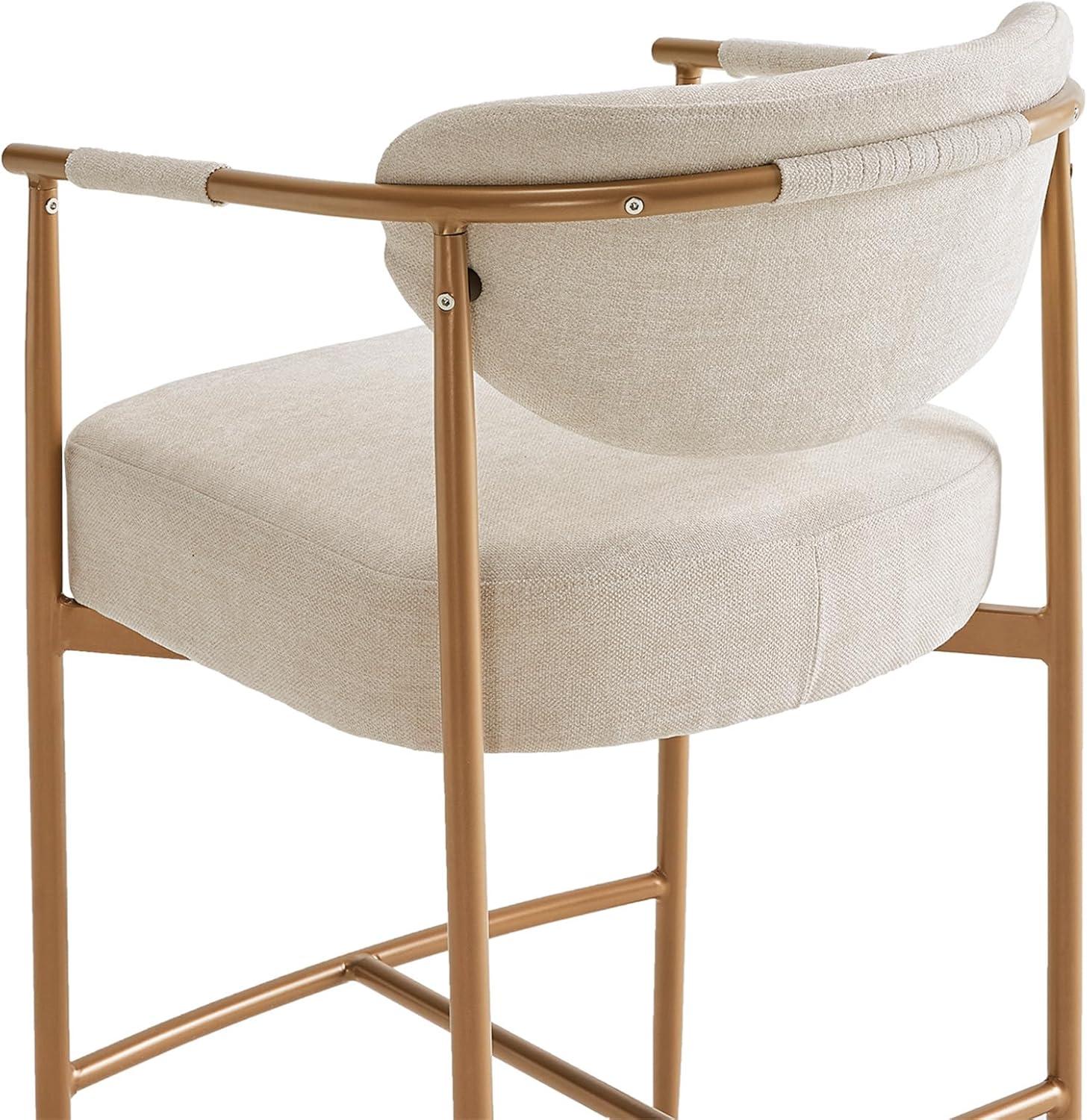 image:imageCHITA Counter Height Bar Stools Set of 2 Modern Upholstered Barstool with Arms and Metal Legs Counter Stools for Kitchen Island Home Bar 27 Seat Height Faux Leather in Saddle BrownFabricr in Linen