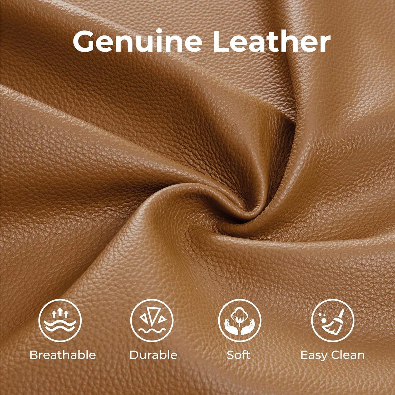 image:imageCHITA Genuine Leather Power Recliner Sofa Wall Hugger Reclining Loveseat with Console Power Headrest Charging Ports Reclining Sectional Couch for Living Room RV Dark BrownSaddle