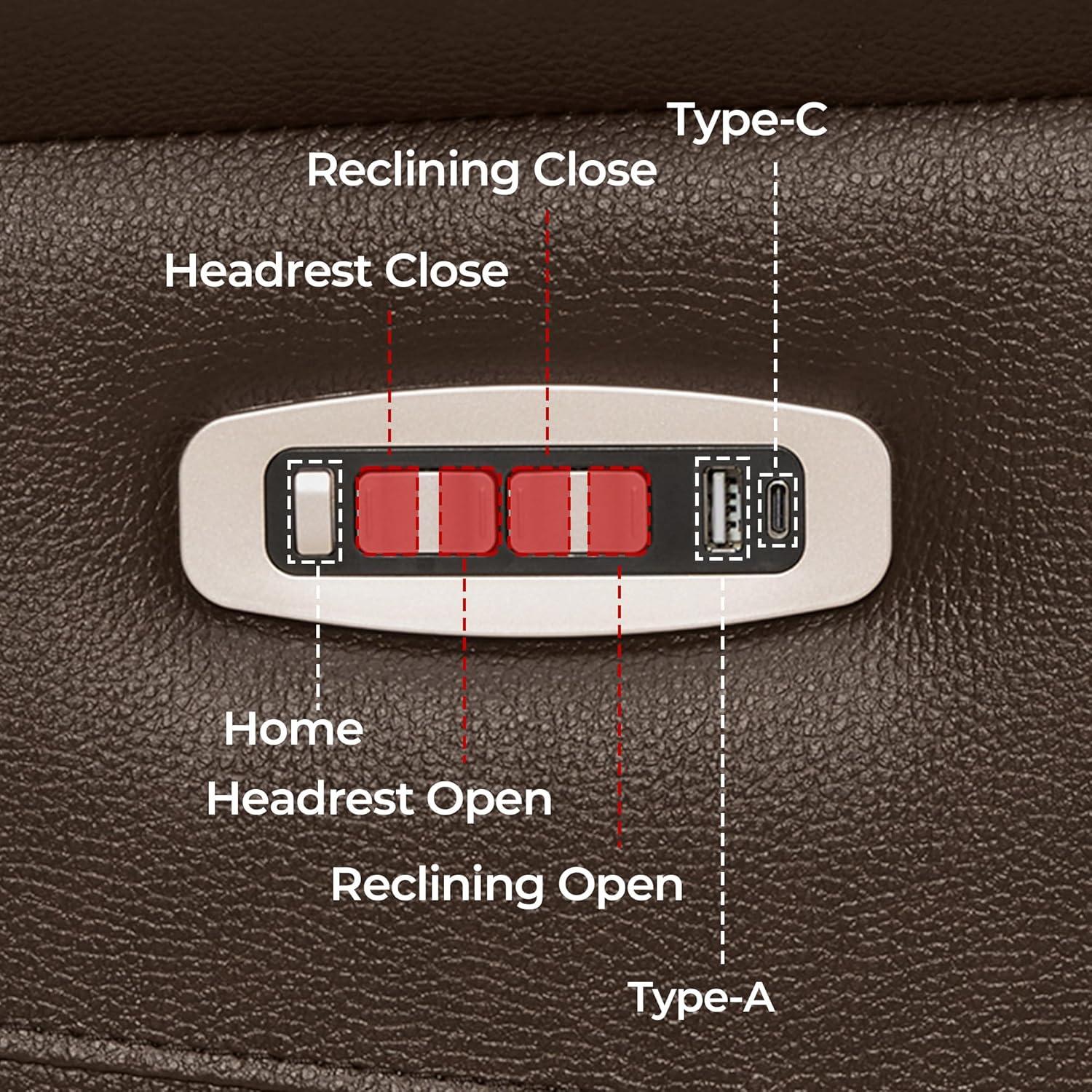 image:imageCHITA Genuine Leather Power Recliner Sofa Wall Hugger Reclining Loveseat with Console Power Headrest Charging Ports Reclining Sectional Couch for Living Room RV Dark BrownDark Brown