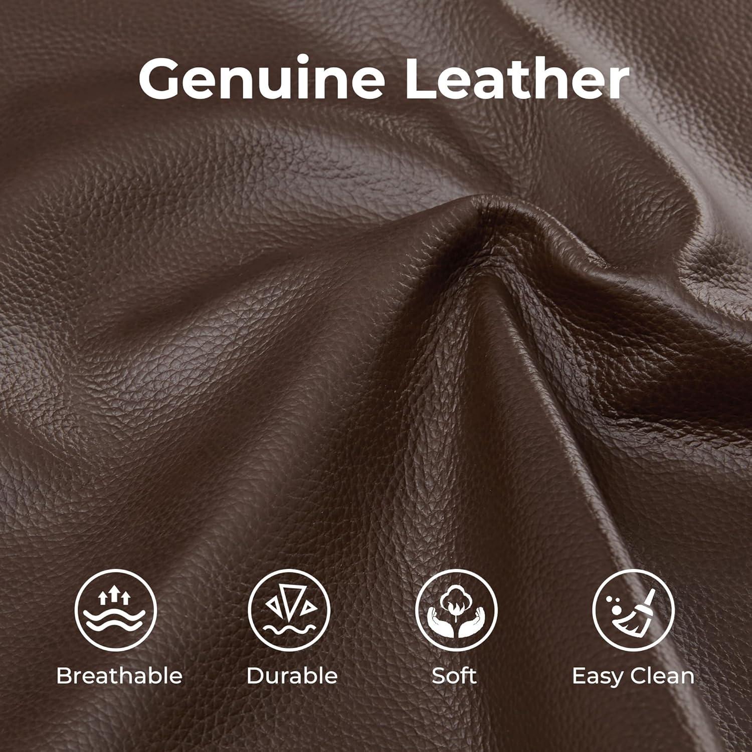 image:imageCHITA Genuine Leather Power Recliner Sofa Wall Hugger Reclining Loveseat with Console Power Headrest Charging Ports Reclining Sectional Couch for Living Room RV Dark BrownDark Brown