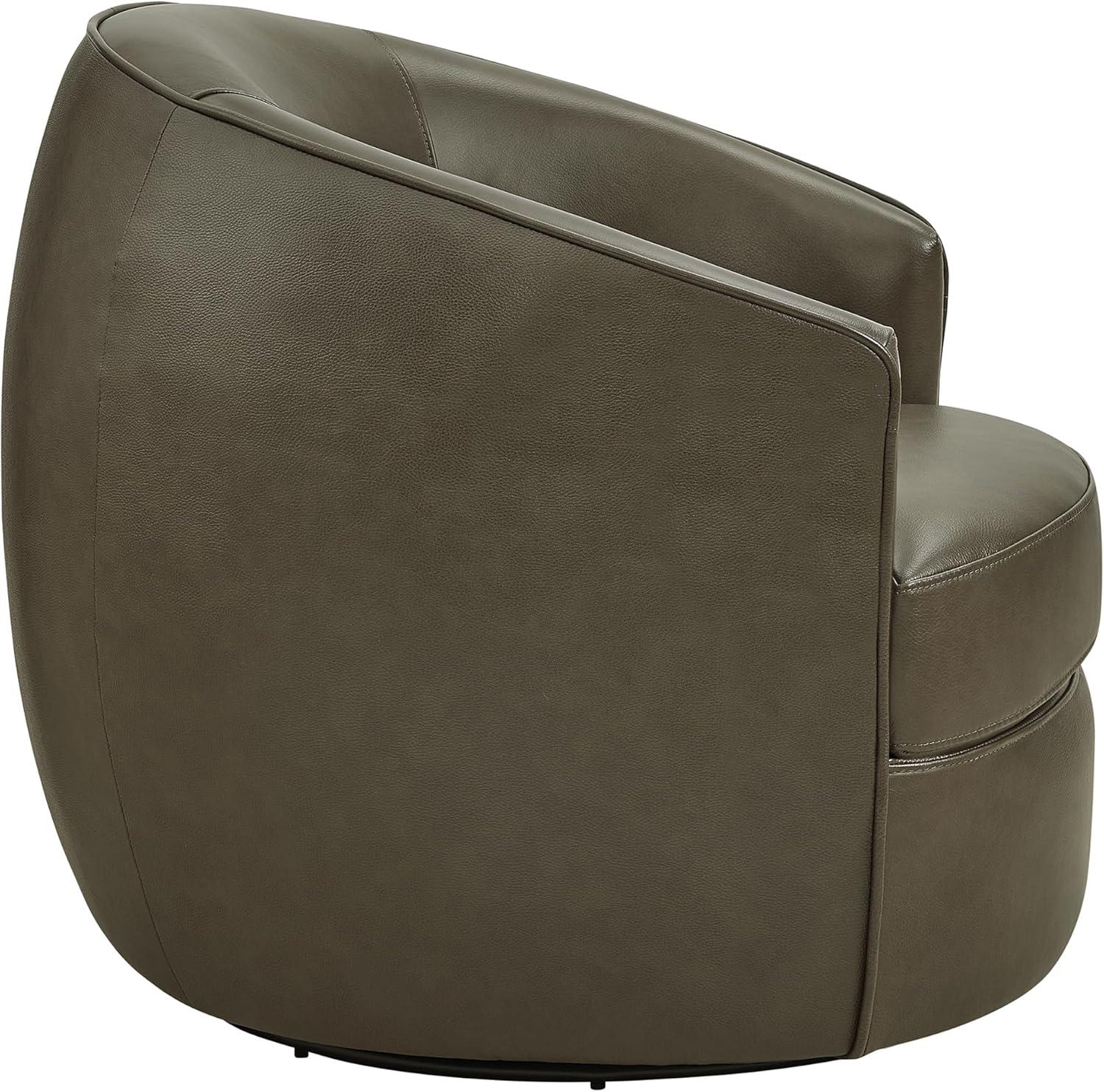 image:imageCHITA Genuine Leather Swivel Barrel Chair Modern Comfy FSC Certified Upholstered Leather Accent Chair for Living Room Fully Assembled MochaMink Brown