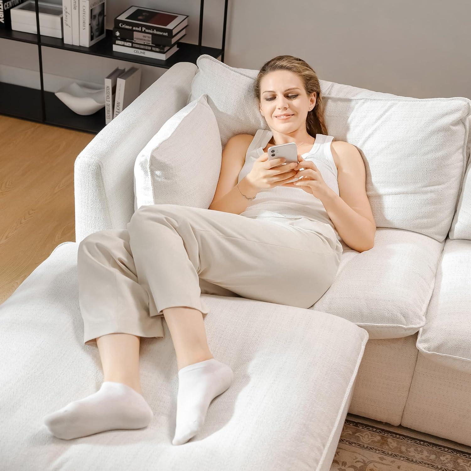 image:imageCHITA Luxury Oversized VShaped Sectional Modular Sofa Premium Down Filled Cloud Couch FSC Certified 107Width 6 Seat and 1 Middle Corner for Living Room CreamCream Loveseat