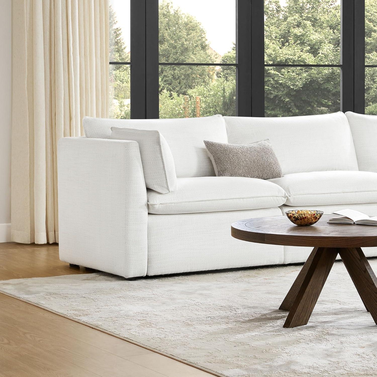 image:imageCHITA Luxury Oversized VShaped Sectional Modular Sofa Premium Down Filled Cloud Couch FSC Certified 107Width 6 Seat and 1 Middle Corner for Living Room CreamCream Loveseat