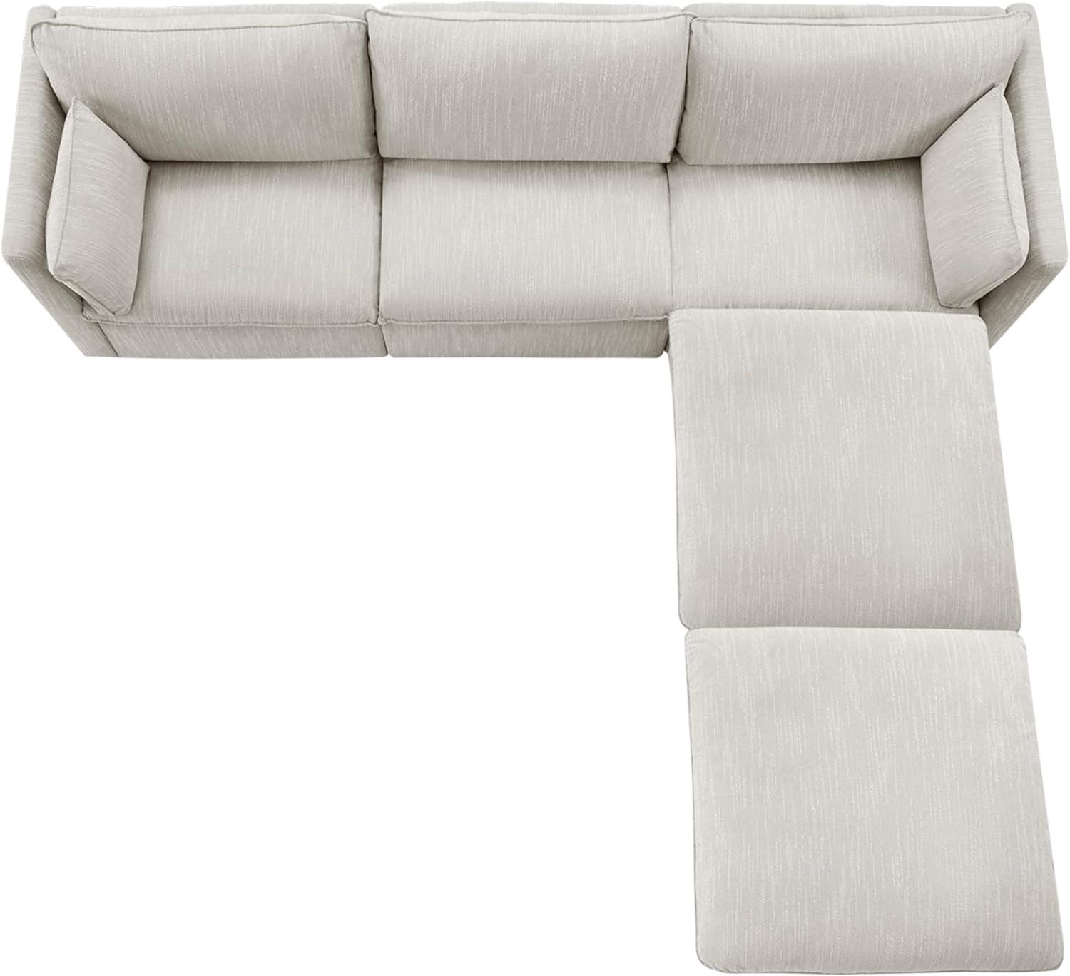 image:imageCHITA Luxury Oversized VShaped Sectional Modular Sofa Premium Down Filled Cloud Couch FSC Certified 107Width 6 Seat and 1 Middle Corner for Living Room CreamSnow 5 Seat