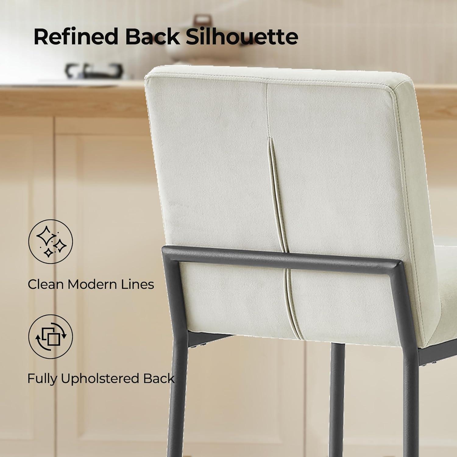 image:imageCHITA Metal Bar Stools Set of 2 264 Counter Height Bar Stool with Tufted Back Modern Velvet Counter Stools with Metal Legs for Kitchen Island amp Dining Room Ivory Fabric Gold FrameIvory Black