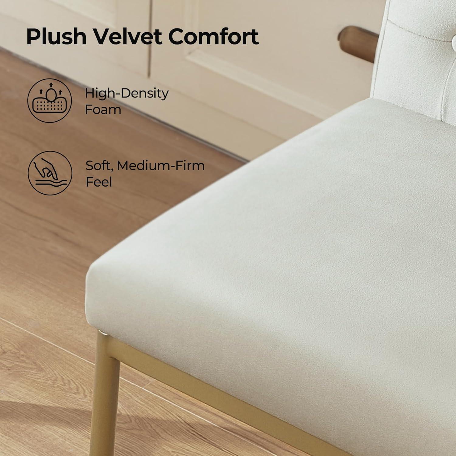 image:imageCHITA Metal Bar Stools Set of 2 264 Counter Height Bar Stool with Tufted Back Modern Velvet Counter Stools with Metal Legs for Kitchen Island amp Dining Room Ivory Fabric Gold FrameIvory Gold