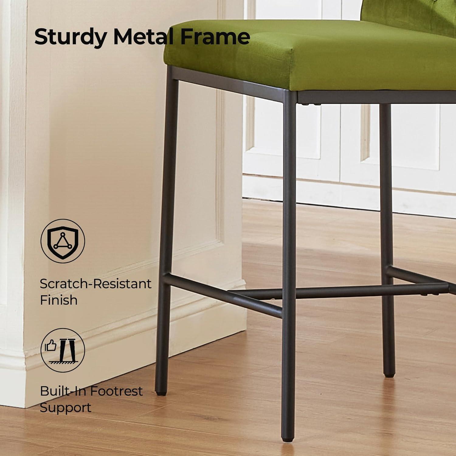 image:imageCHITA Metal Bar Stools Set of 2 264 Counter Height Bar Stool with Tufted Back Modern Velvet Counter Stools with Metal Legs for Kitchen Island amp Dining Room Ivory Fabric Gold FrameOlive Green Black