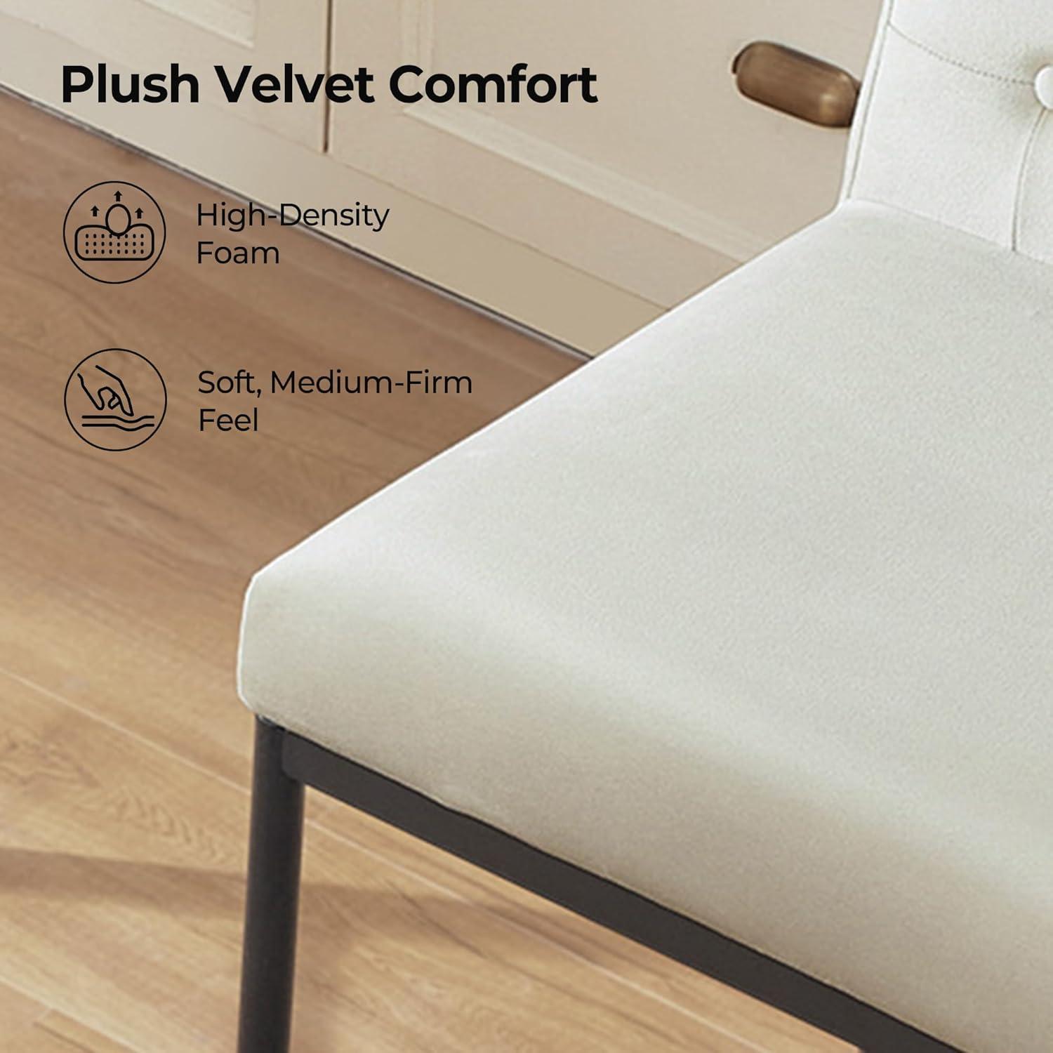 image:imageCHITA Metal Bar Stools Set of 2 264 Counter Height Bar Stool with Tufted Back Modern Velvet Counter Stools with Metal Legs for Kitchen Island amp Dining Room Ivory Fabric Gold FrameIvory Black