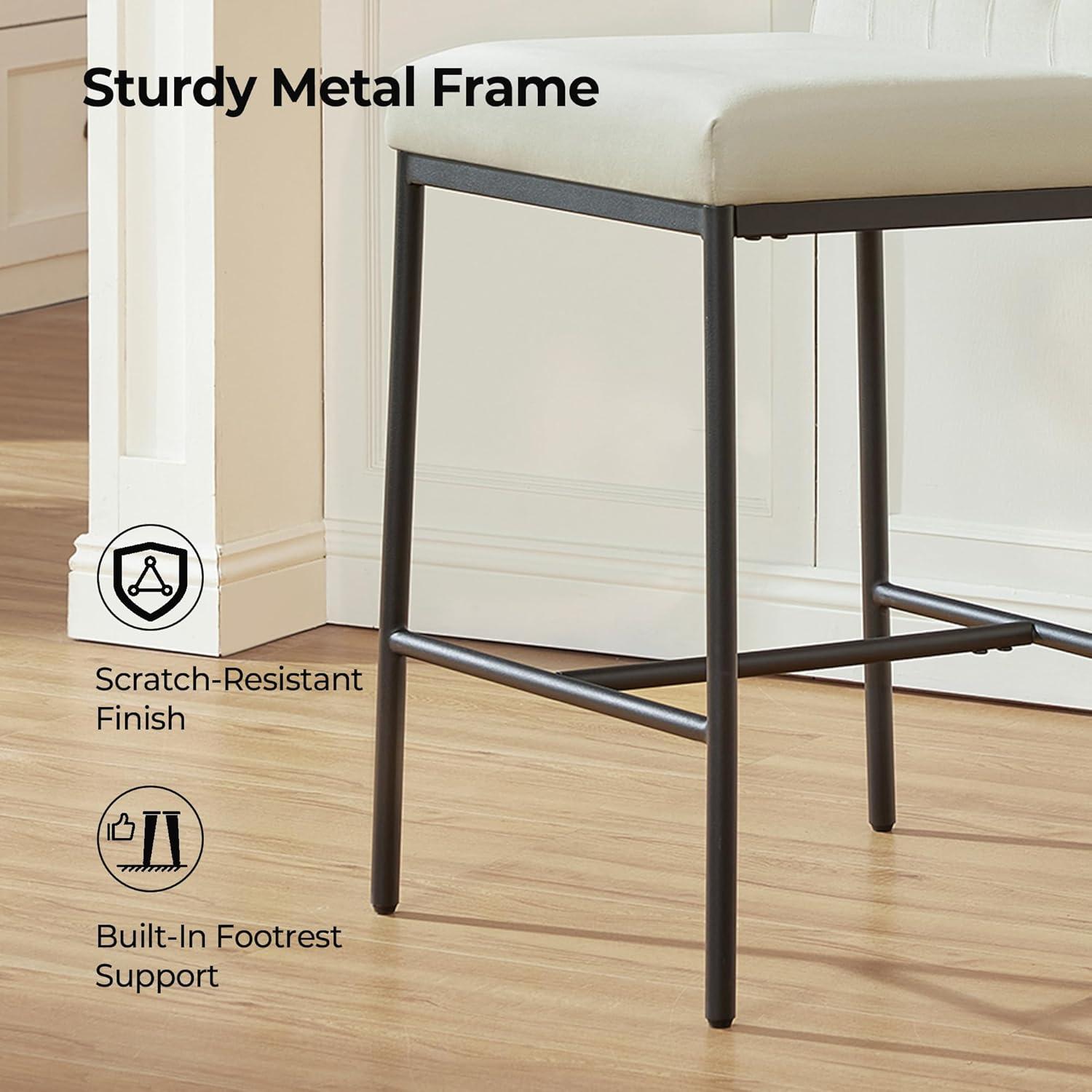 image:imageCHITA Metal Bar Stools Set of 2 264 Counter Height Bar Stool with Tufted Back Modern Velvet Counter Stools with Metal Legs for Kitchen Island amp Dining Room Ivory Fabric Gold FrameIvory Black