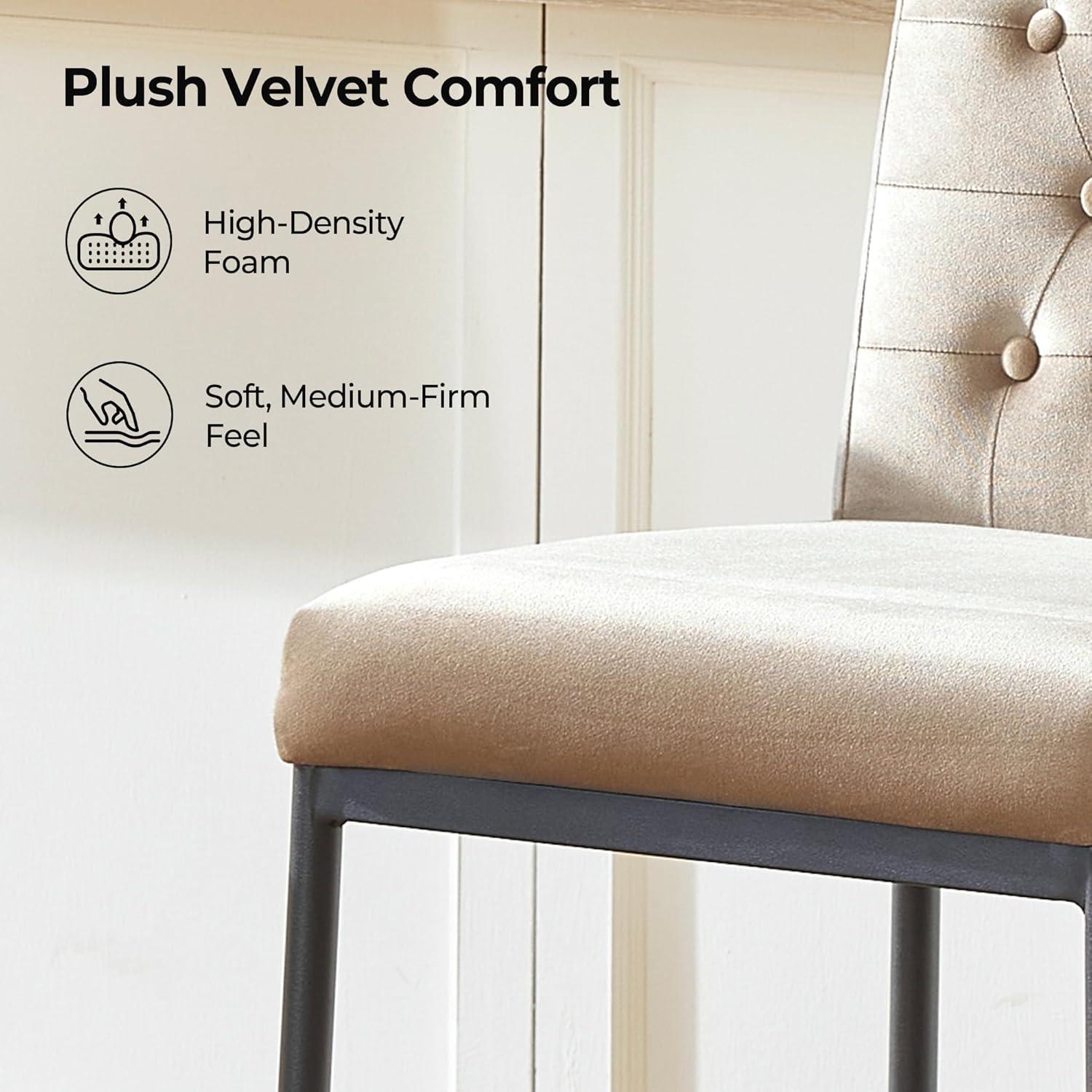 image:imageCHITA Metal Bar Stools Set of 2 264 Counter Height Bar Stool with Tufted Back Modern Velvet Counter Stools with Metal Legs for Kitchen Island amp Dining Room Ivory Fabric Gold FrameToffee Black