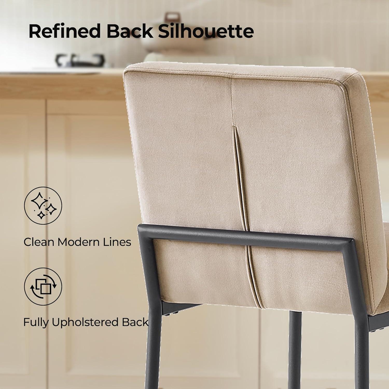 image:imageCHITA Metal Bar Stools Set of 2 264 Counter Height Bar Stool with Tufted Back Modern Velvet Counter Stools with Metal Legs for Kitchen Island amp Dining Room Ivory Fabric Gold FrameToffee Black