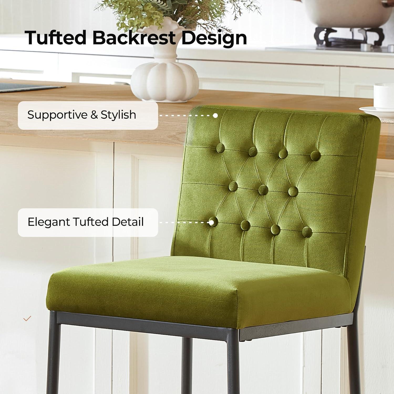 image:imageCHITA Metal Bar Stools Set of 2 264 Counter Height Bar Stool with Tufted Back Modern Velvet Counter Stools with Metal Legs for Kitchen Island amp Dining Room Ivory Fabric Gold FrameOlive Green Black