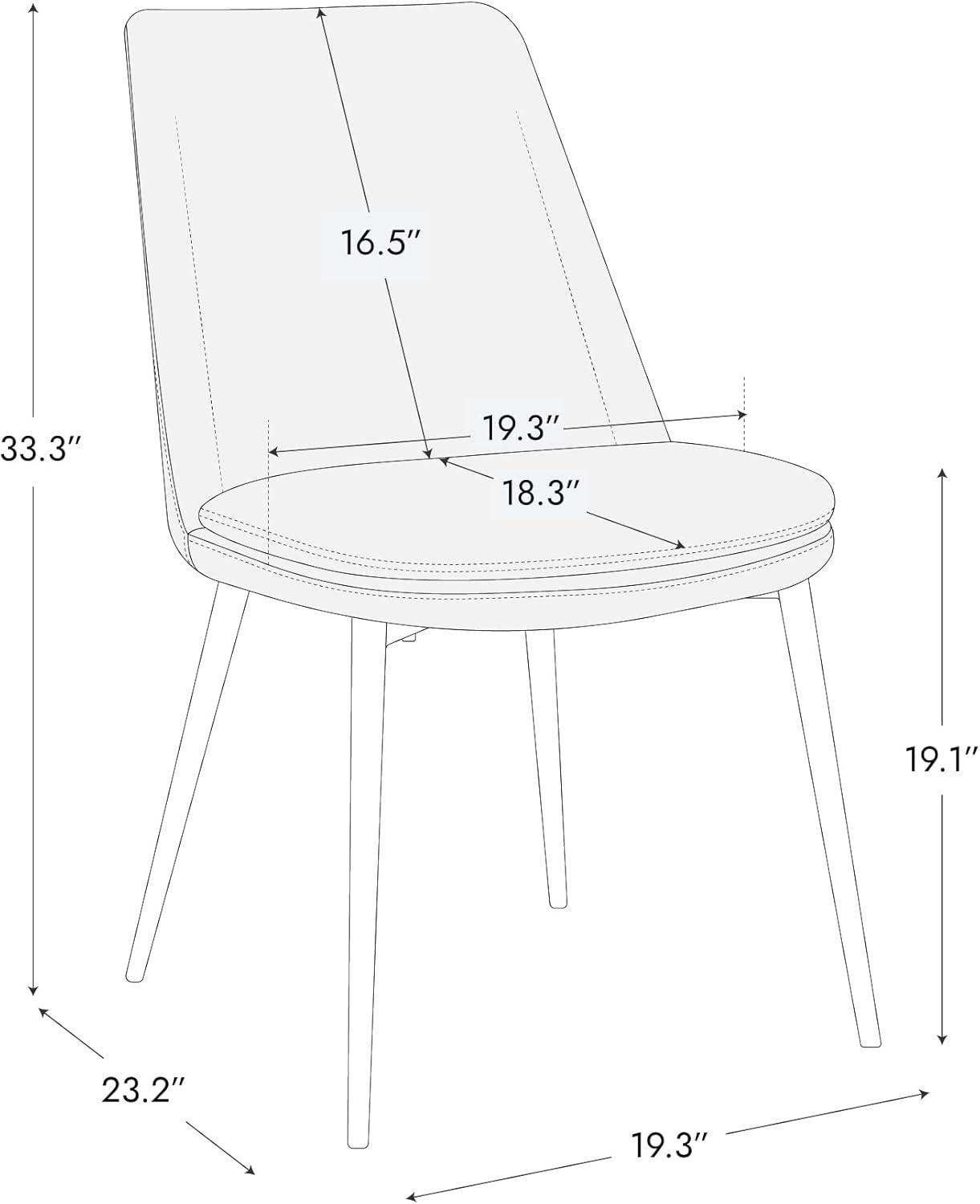 image:imageCHITA MidCentury Padded Dining Chair Modern Upholstered Fabric Dining Room Chair Set of 2 with Metal Legs WhiteWhite in Fabric