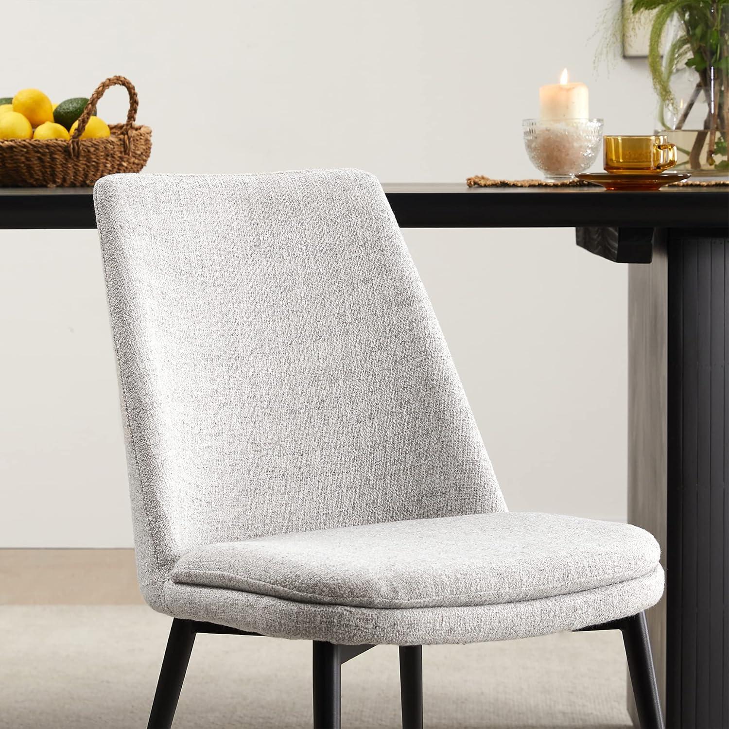image:imageCHITA MidCentury Padded Dining Chair Modern Upholstered Fabric Dining Room Chair Set of 2 with Metal Legs WhiteWhite in Fabric