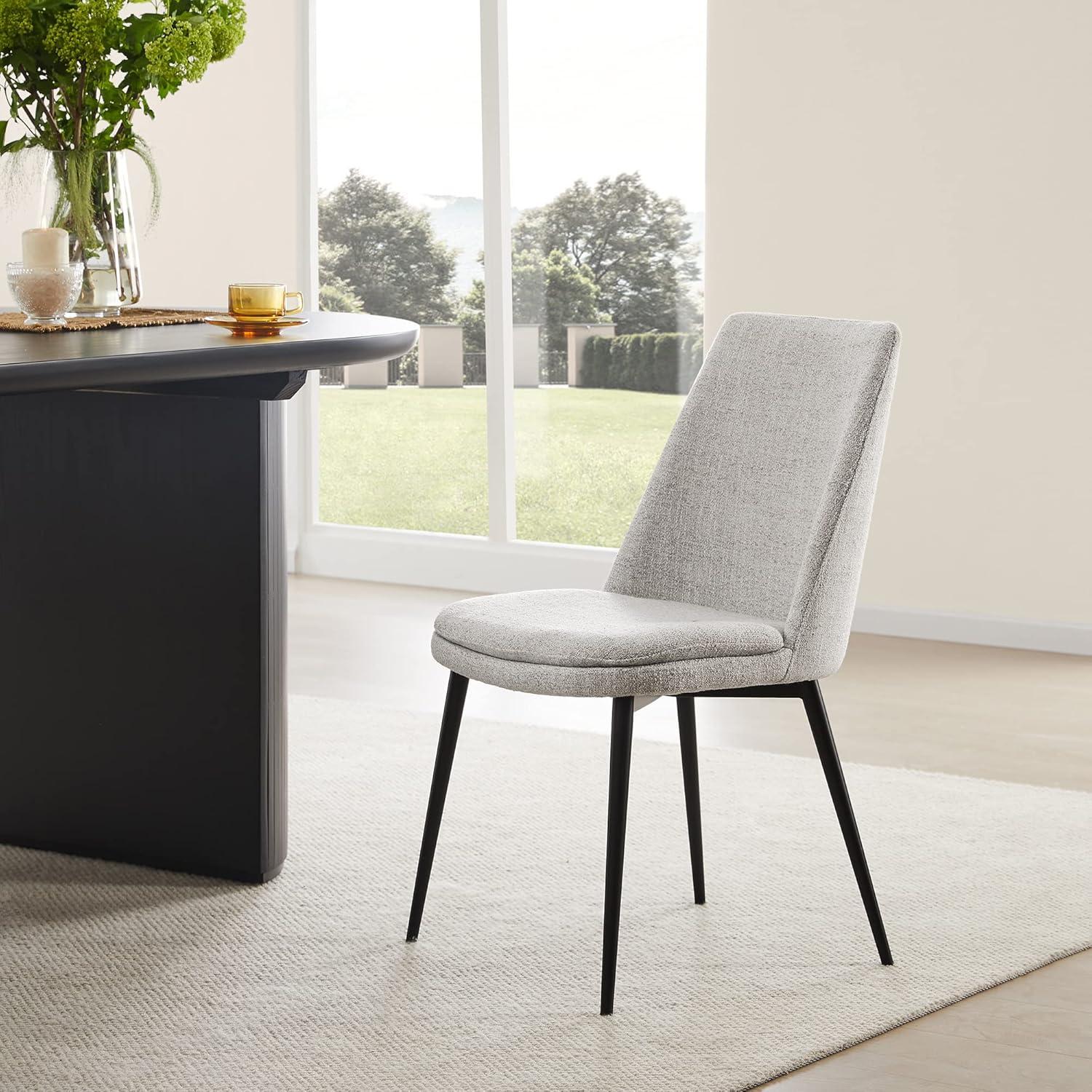 image:imageCHITA MidCentury Padded Dining Chair Modern Upholstered Fabric Dining Room Chair Set of 2 with Metal Legs WhiteWhite in Fabric